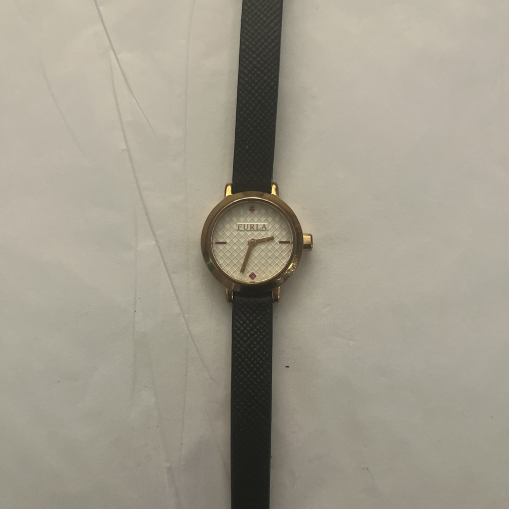 Furla Watch Ladies R4251107501 Black Gold White used